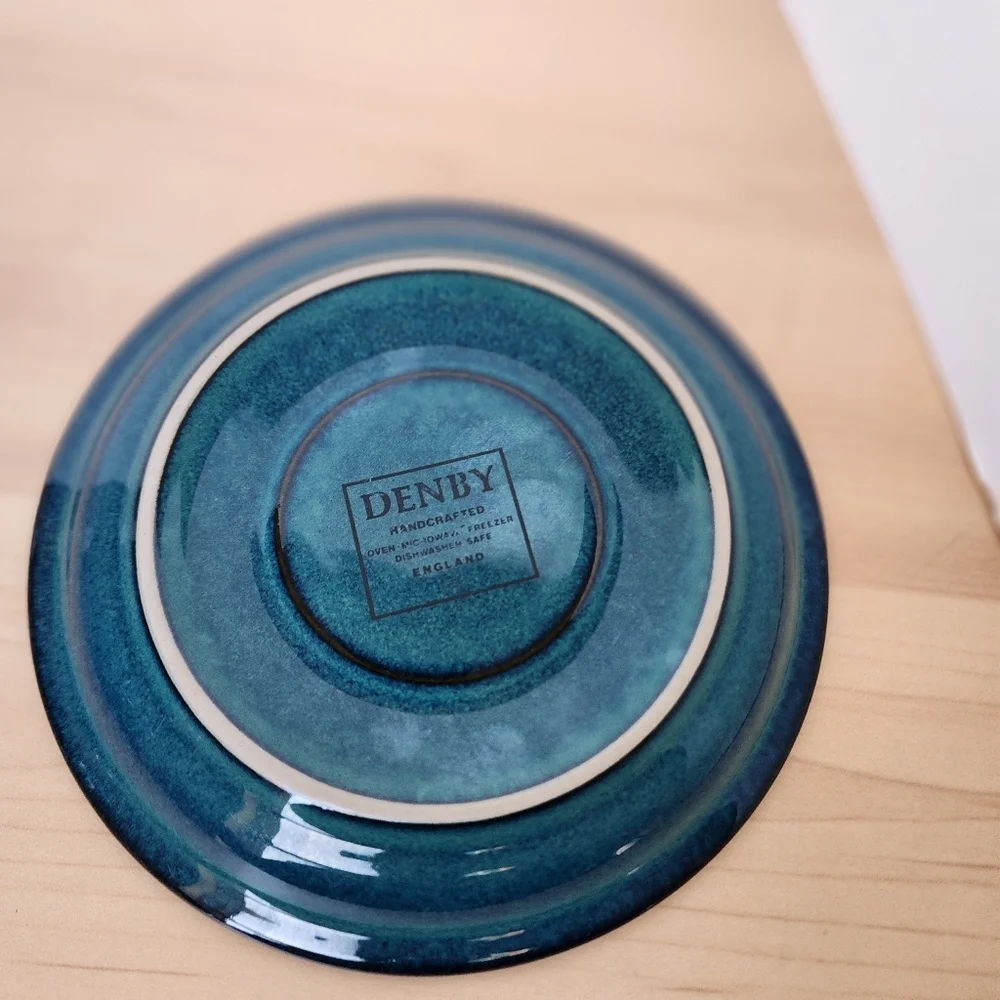 Vintage Denby England Greenwich Teal Stoneware Cup & Saucer Set